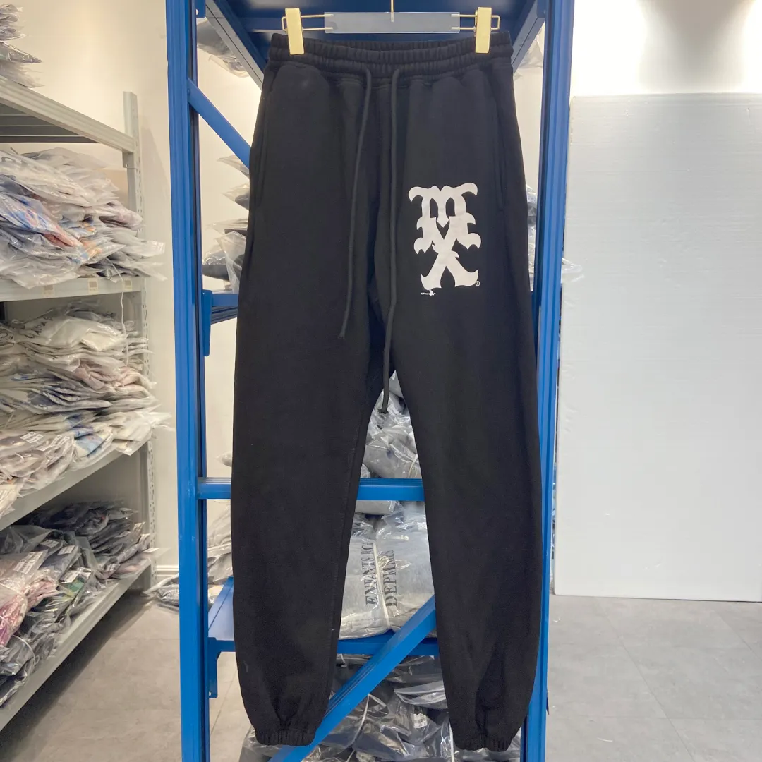 SAINT MICHAEL American street retro letter print washed and distressed loose casual leggings trousers and sweatpants Style number: SM650 Size: S-M-L-XL Color: black-blue Price: P236